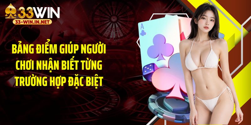 Bảng điểm giúp người chơi nhận biết từng trường hợp đặc biệt